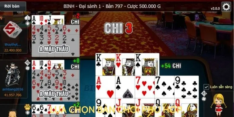 Lựa chọn bàn chơi phù hợp